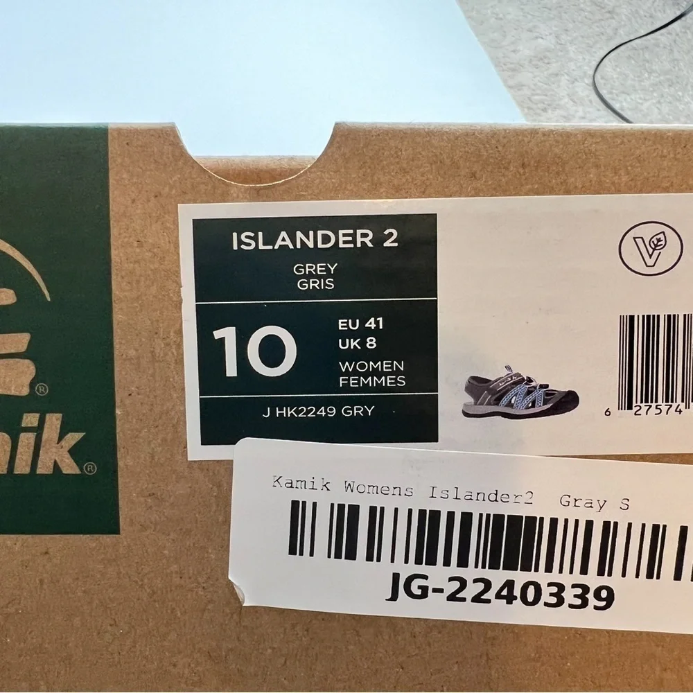 Kamik Sandals womens 10 Islander 2 Blue Grey Hook Loop Shoes Outdoors